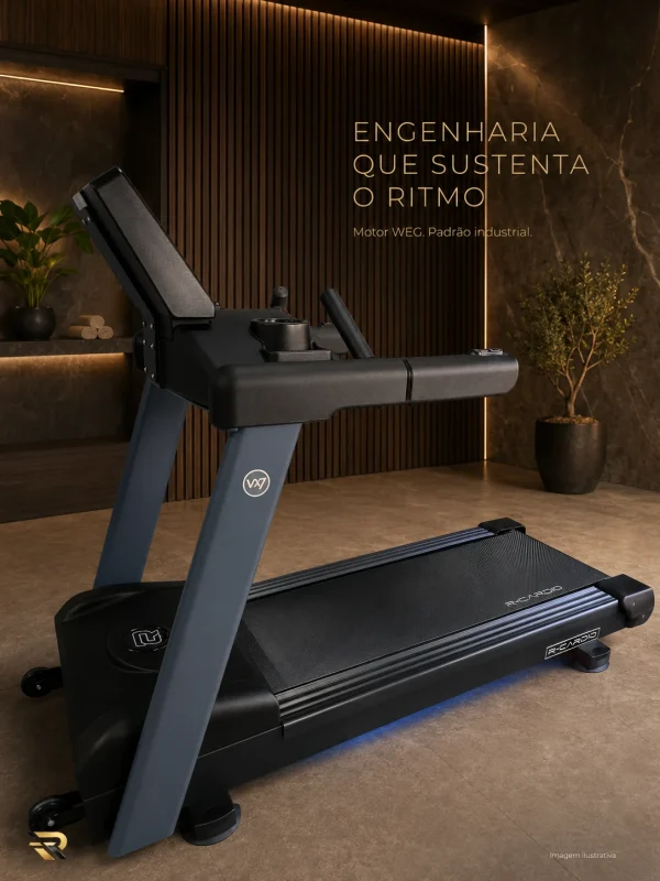 Esteira industrial para academia R-Cardio VX7 com motor WEG e estrutura de aço
