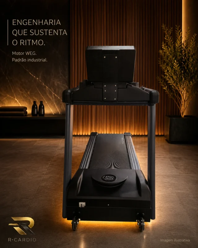Estrutura de aço da esteira profissional R-Cardio com construção robusta